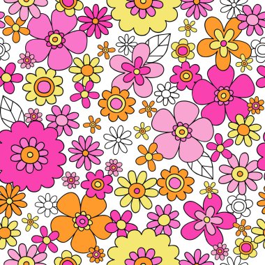 çiçek Dikişsiz desen vektör arka plan tasarımı doodles