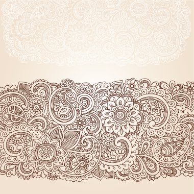 kına mehndi soyut çiçek desenli tasarım öğeleri doodles