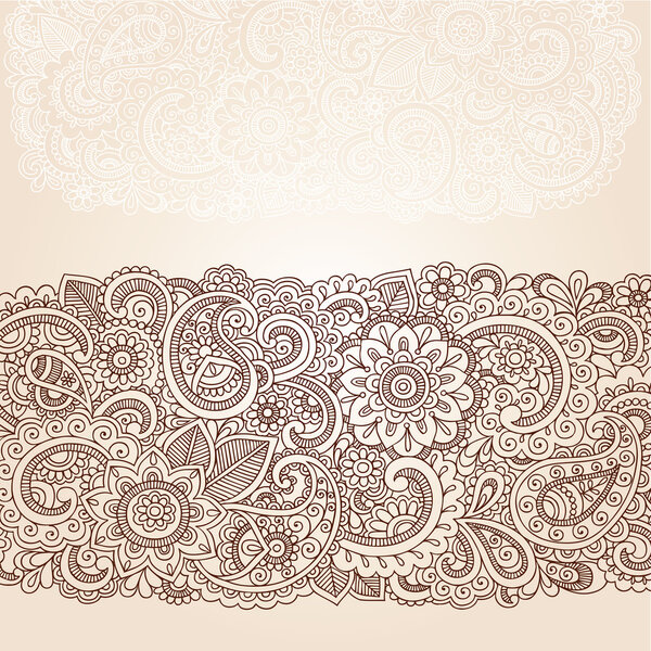 Henna Mehndi Doodles Abstrated Floral Paisley Design Elements
