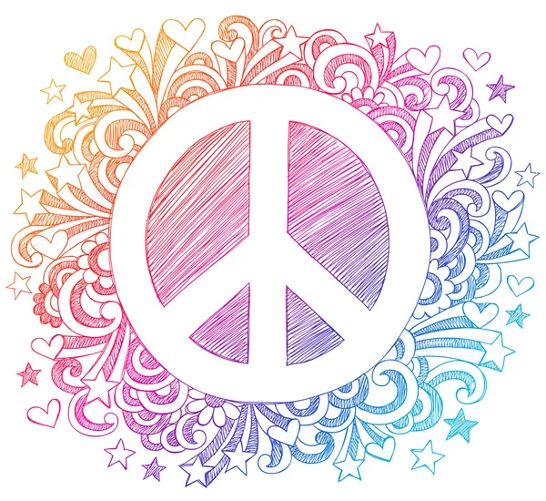 Hand-Drawn Psychedelic Groovy Peace Sign Royalty Free Stock Vectors