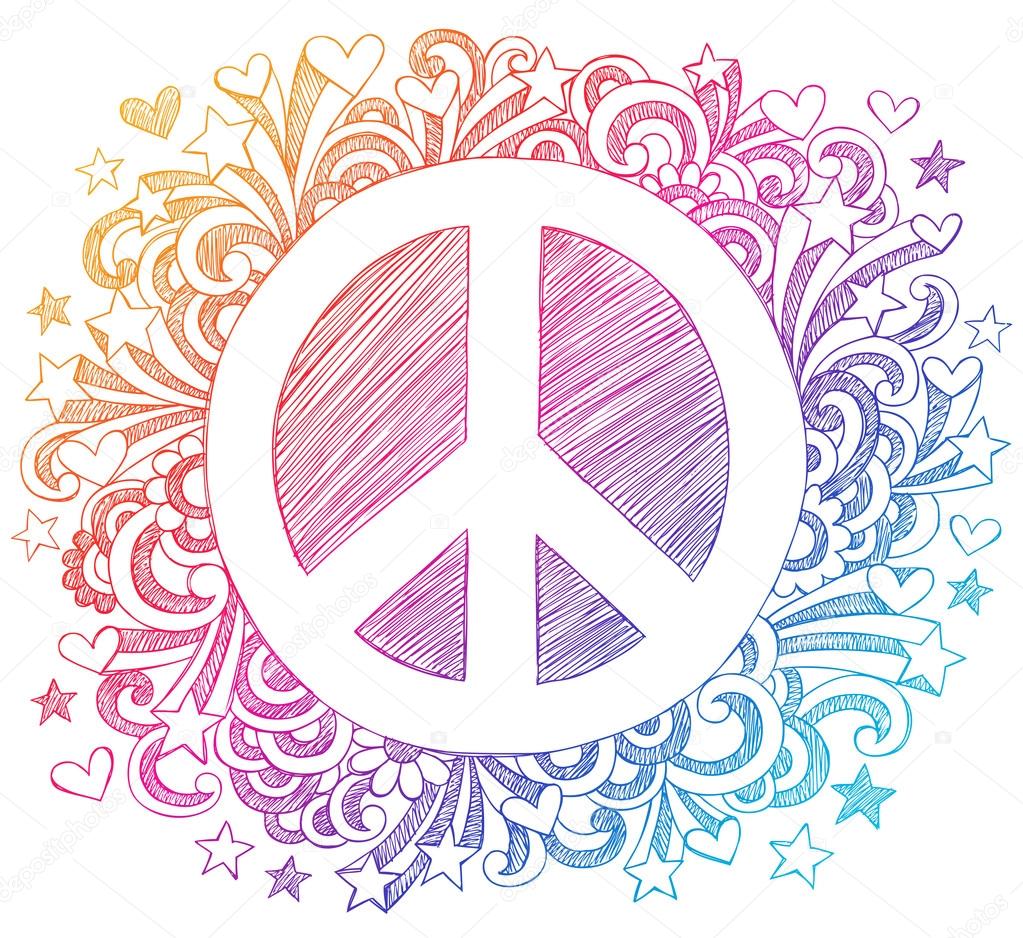 Hand-Drawn Psychedelic Groovy Peace Sign