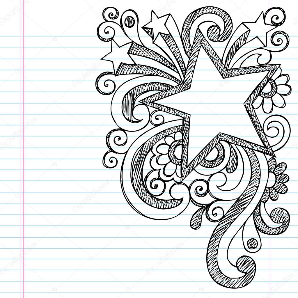 Star Frame Border Back to School Sketchy Notebook Doodles