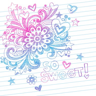 Hand-Drawn Sketchy Doodles Flowers and Swirls