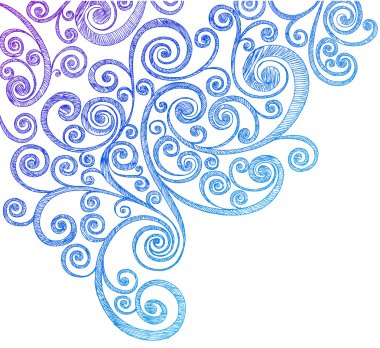 yarım yamalak defter çizilmiş doodle çiçek ve girdap