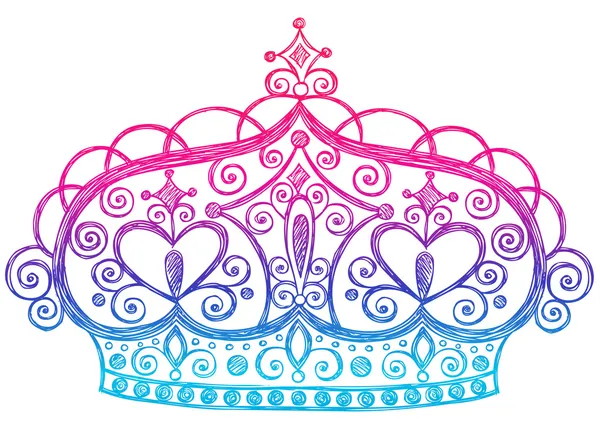 Hand-Drawn Sketchy Royalty Princess Tiara Crown Notebook Doodles — Stock Vector