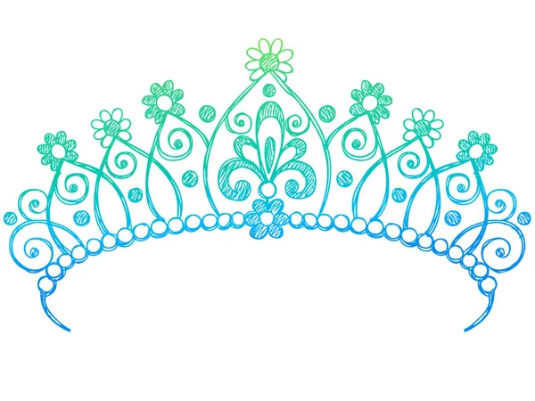 Hand-Drawn Sketchy Royalty Princess Tiara Crown — Stock Vector