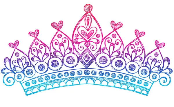 Hand-Drawn Sketchy Royalty Princess Tiara Crown — Stock Vector