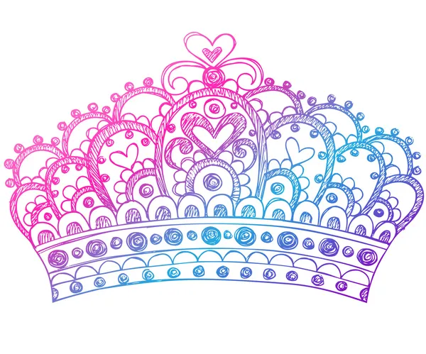 Hand-Drawn Sketchy Royalty Princess Crown — Stock Vector