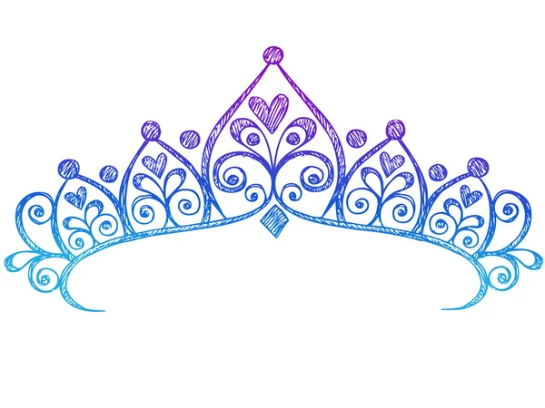 Ручной рисунок Sketchy Royalty Princess Tiara Crown Notebook Doodles — стоковый вектор