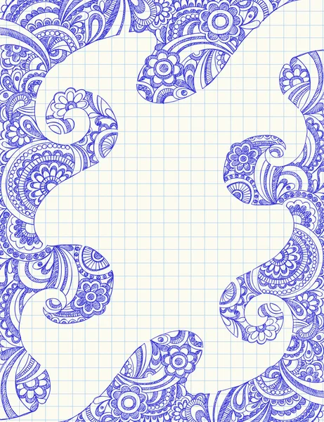 Handgetekende abstracte swirly grens schetsmatig notebook doodles — Stockvector