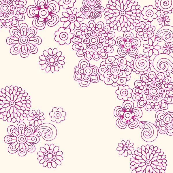 Handgetekende abstracte henna doodles en bloemen — Stockvector