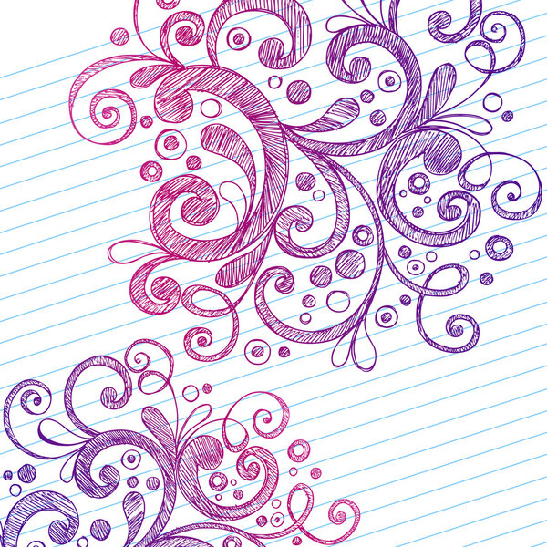 Hand-Drawn Sketchy Notebook Doodle Flower and Swirl