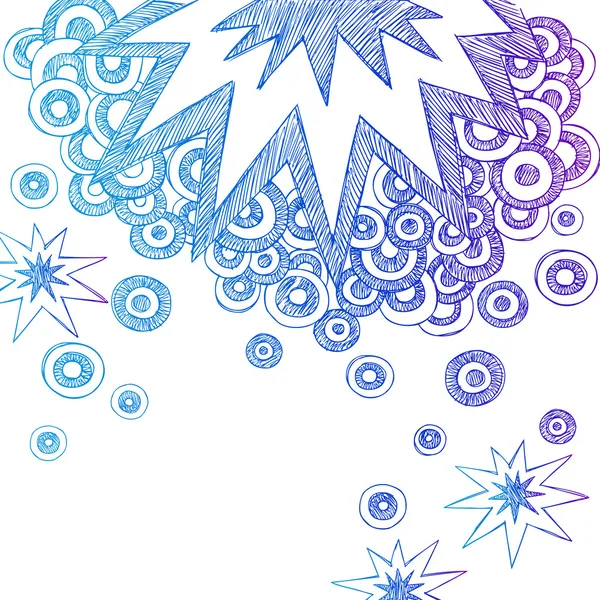 Handgetekende abstracte schetsmatig notebook doodle starburst en halve cirkels — Stockvector