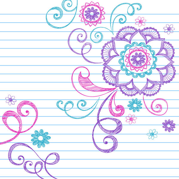 Hand-Drawn Abstract Flower and Vines Sketchy Notebook Doodles