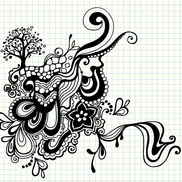 Handgezeichnetes Baum-Notizbuch-Doodle — Stockvektor