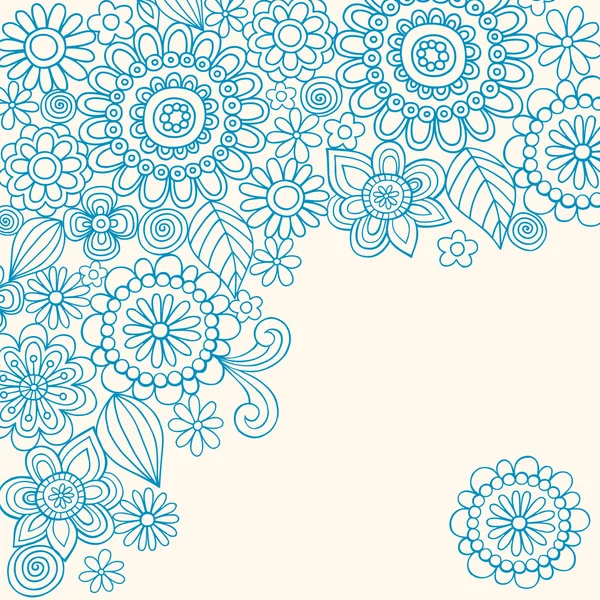 Handgetekende abstracte henna doodles en bloemen — Stockvector