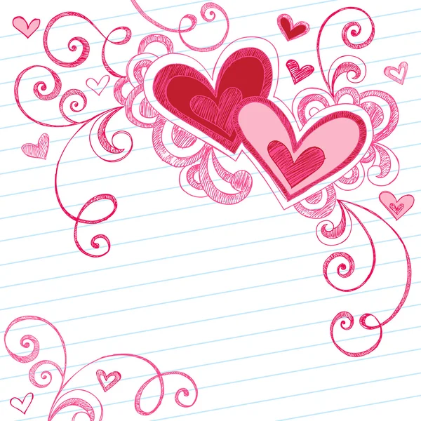 Corações de Dia de Valentim desenhados à mão Vetores De Stock Royalty-Free