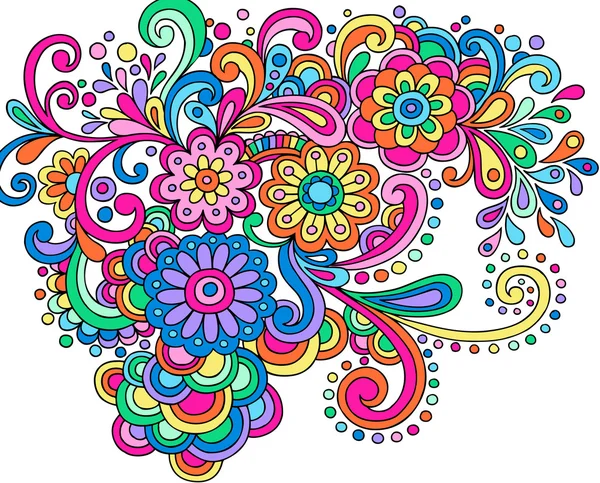 Handgetekende psychedelische paisley notebook doodles Vectorbeelden