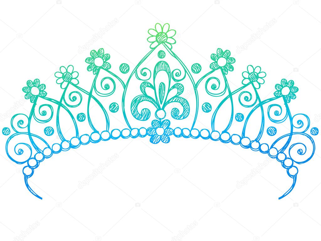 Hand-Drawn Sketchy Royalty Princess Tiara Crown