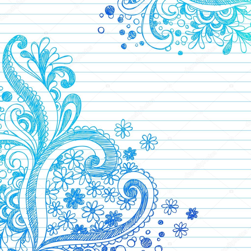 Disegnati a mano astratto notebook abbozzato scarabocchi su illustrazione vettoriale foderata di carta — Vettoriali di blue67