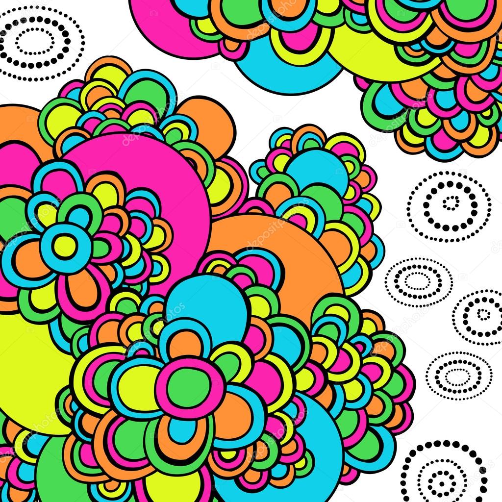 Psychedelic Abstract Groovy Doodles Vector Illustration