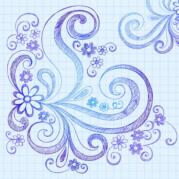 Handgetekende abstracte schetsmatig swirl doodles — Stockvector