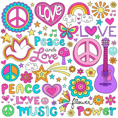 Peace Love and Music Notebook Doodles Vector
