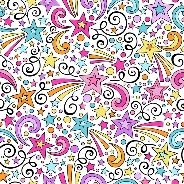 Stars Seamless Pattern Notebook Doodles Vector Background — Stock Vector