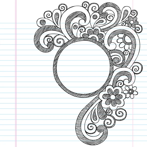 Randen van het frame van de foto van het cirkel terug naar schetsmatig notitieblok voor leerling doodles Stockillustratie