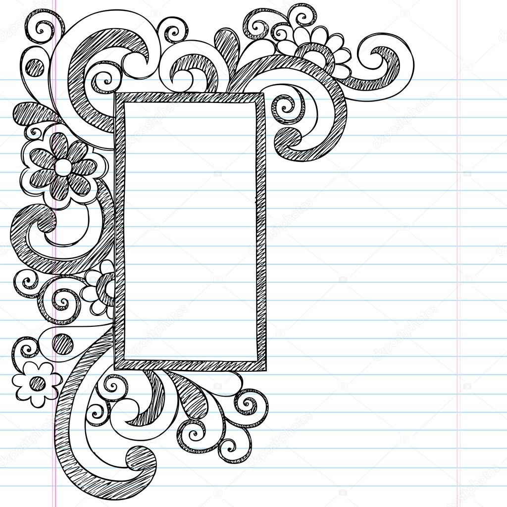 Rectangle Picture Frame Border Back to School Sketchy Notebook Doodles