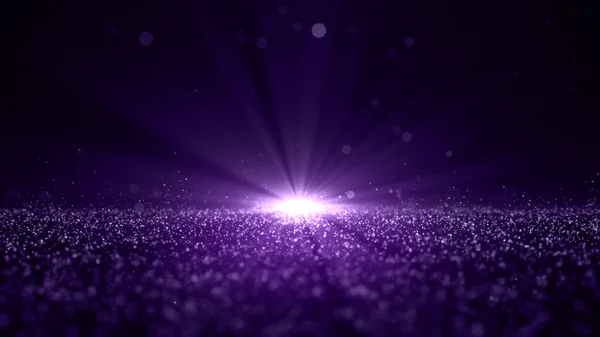Particule Digitale Într Rotire Fundal Abstract Violet Bokeh Lumină Redare — Fotografie, imagine de stoc