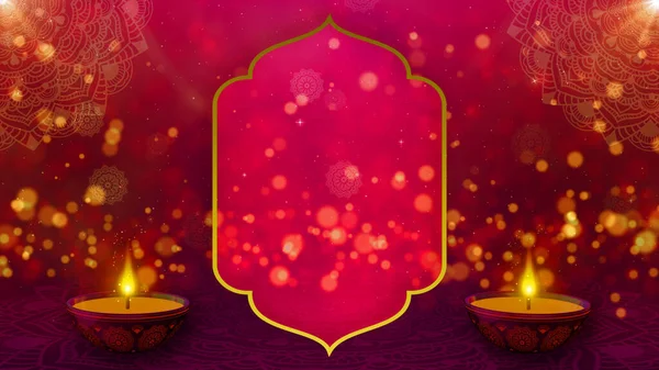 Happy Diwali Indian Holiday Events on a Religious Festival Diwali. Oil Lamp Animation with Bokeh Abstract Background. 3d rendering