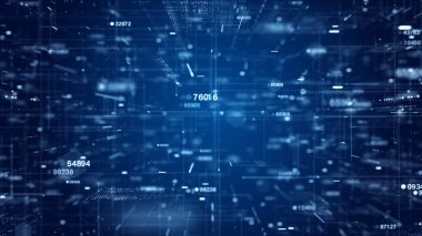 Dijital Siberuzay ve Dijital Veri Ağı Bağlantıları. Yüksek Hızlı Bağlantı ve Veri Analizi, Teknoloji Soyut Arkaplan Kavramı. 3d oluşturma