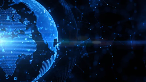 Połączenie Danych Sieci Technologicznej Sieć Danych Cyfrowych Bezpieczeństwo Cybernetyczne Futurystyczna — Zdjęcie stockowe