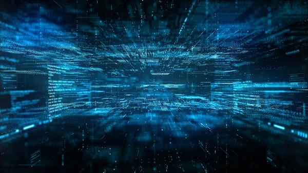 Digitaler Cyberspace Futuristisch Digitale Datenmatrix Fließt Und Beleuchtet High Speed — Stockfoto