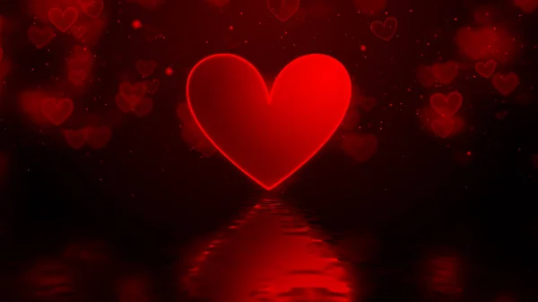 バレンタインデーの抽象的な背景 赤いハート型とバレンタインデーの粒子 結婚記念日の背景コンセプト 3Dレンダリング — ストック写真