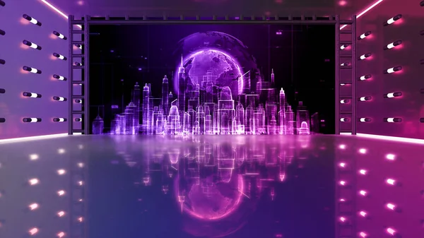 Digital Exhibition Rendering Concept Metaverse Technology Future Worldwide Connection Background — Stock Photo, Image