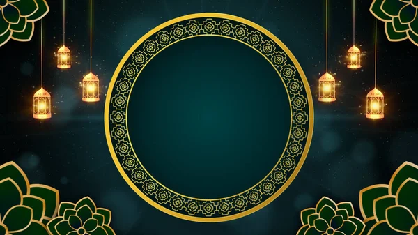 Grön Och Guld Färg Eid Mubarak Islamisk Design Koncept Med — Stockfoto