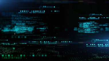 Dijital Siberuzay ve Dijital Veri Ağı Bağlantıları. Yüksek Hız Bağlantısı ve Büyük Veri Analizi, Teknoloji Çevre Dijital Matriks Özgeçmişi. 3d Hazırlama