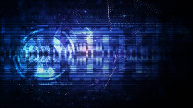 HUD Dijital hatlar, Teknoloji arka plan yüksek teknoloji veri bağlantısı konsepti, Teknoloji dijital veri iletimi, soyut özgeçmiş. 3d oluşturma