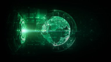 HUD Dijital hatlar, Teknoloji arka plan yüksek teknoloji veri bağlantısı konsepti, Teknoloji dijital veri iletimi, soyut özgeçmiş. 3d oluşturma