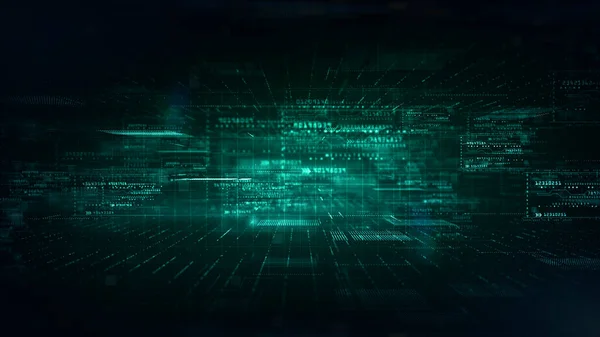 Parçacıkları Dijital Veri Ağı Bağlantıları Olan Dijital Siber Uzay Yüksek — Stok fotoğraf