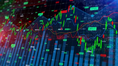 İş Borsası, Dijital Veri Finansmanı. Haritalı Finansal Diyagram Borsa Numaraları, Kriz Küresel Piyasa Krizi Enflasyon Defansı Yatırım Arkaplanı. 3d oluşturma