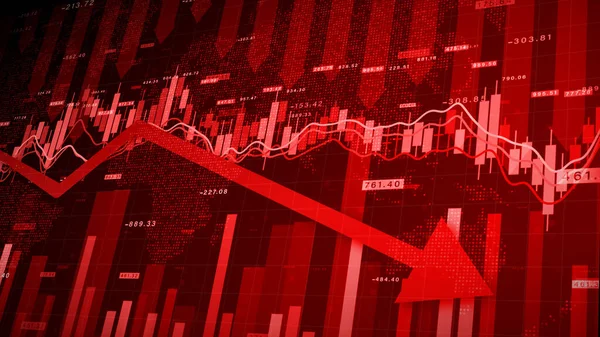 Recession Global Market Crisis Stock Red Price Drop Arrow Chart — Foto de Stock