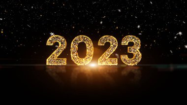 Dijital yıl 2023 metin soyut arkaplan. Yeni yıl etkinlikleri, arkadaşlar partileri ve diğer etkinlikler için en iyisi. 3d oluşturma