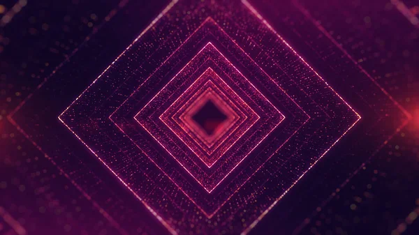 Тоннель Светящиеся Частицы Фиолетовая Квадратная Форма Тоннеля Абстрактный Фон — стоковое фото