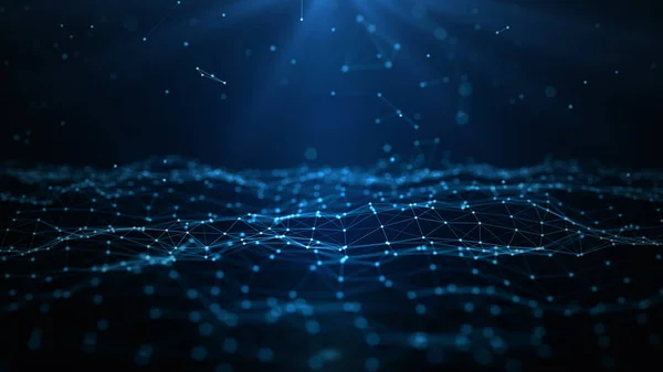 Blauwe Abstracte Achtergrond Digitale Lijn Stippen Verbinden Technologie Netwerkverbindingen Achtergrond — Stockfoto