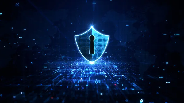 Ikona Niebieskiej Ekranu Cyberbezpieczeństwo Ochrona Sieci Danych Cyfrowych Przyszła Technologia — Zdjęcie stockowe