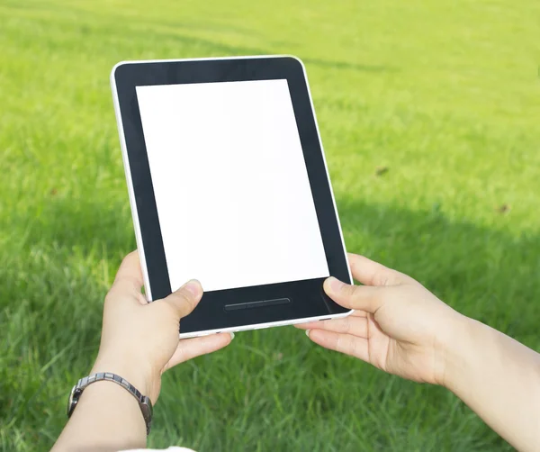 Tablet-PC-Hand — Stockfoto