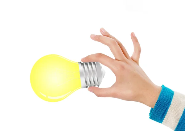Mão segurando lâmpada — Fotografia de Stock